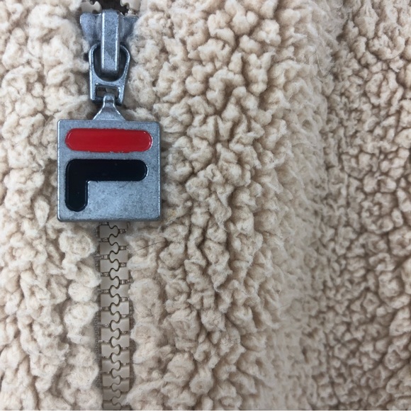 *Fila Sherpa Full Zip Jacket Tan Black Red Mens Small - Picture 4 of 9